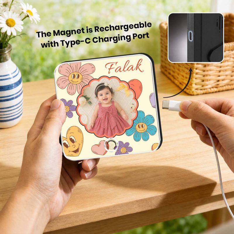 Personalised Birthday Gift for Baby Girl Customized Musical Fridge Magnet with Photo and Song  Audio Message Gift Rechargeable Sound Magnet